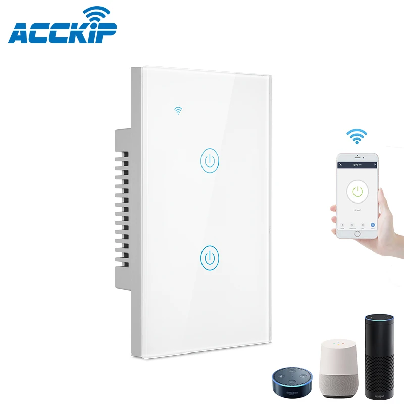 ACCKIP US Smart Wi-Fi настенный выключатель 1/2/3 приложение Wi-Fi пульт дистанционного управления Управление умный дом сенсорный переключатель работает с Alexa Google Home