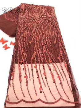 

high quality mesh tulle fabric with sequins new arrival embroidery french net fabric