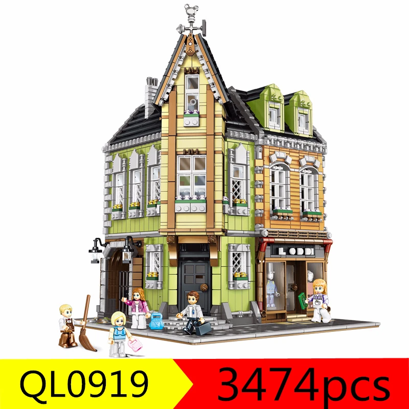 

MOC City Retro Streetscape Portfolio Blocks Old Pub Restaurant Building Block Children's Toys QL0922