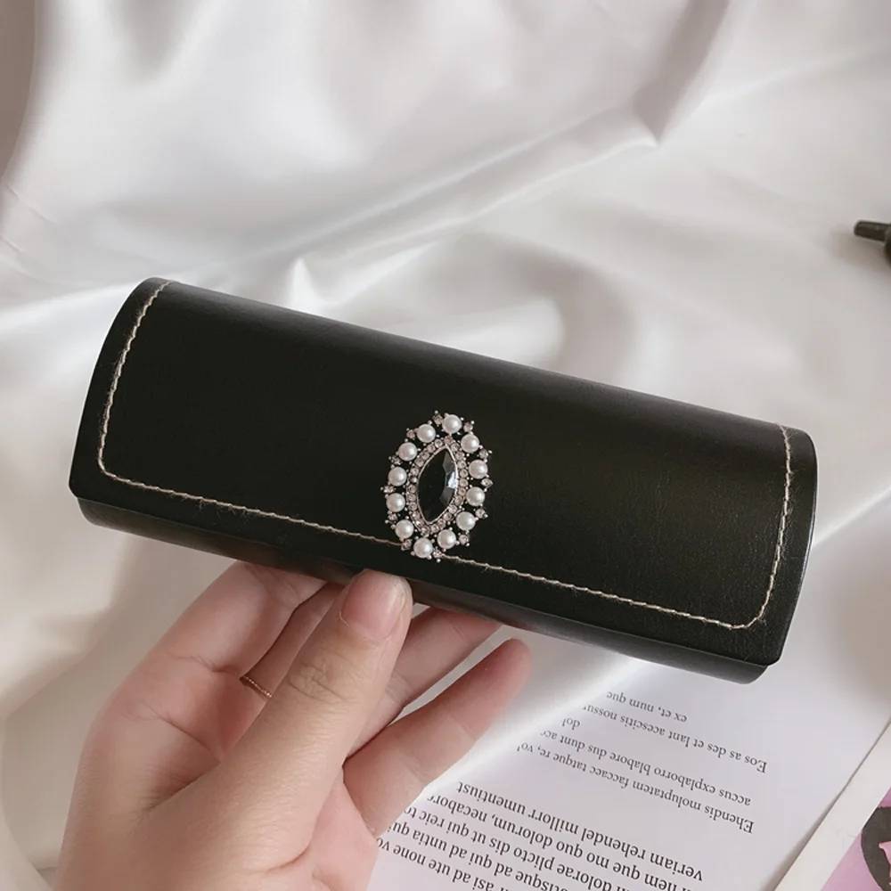 Women's Pu Leather Glasses Case Waterproof Hard Frame Eyeglass Case