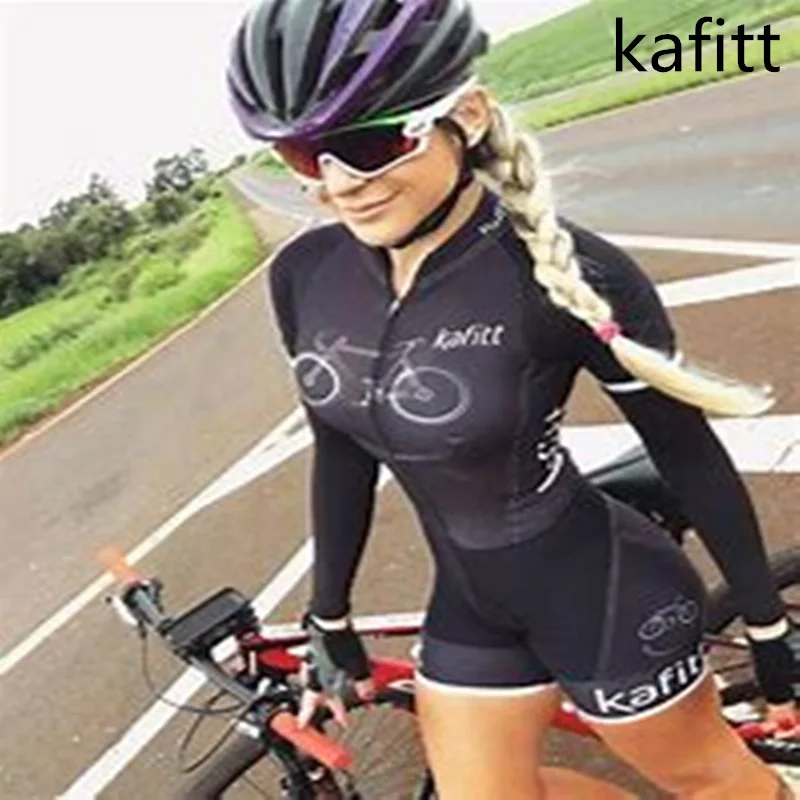 KAFITT triathlon cycling jersey overalls sports running woman one-piece dress long sleeve loop suit 9DGEL2020