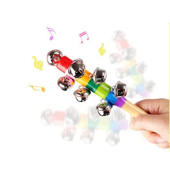 

Children Wooden Musical Instrument Toy HandBell Kids Music Toy Rainbow Multicolor Safe Baby Infant Educational Musical Toys Gift