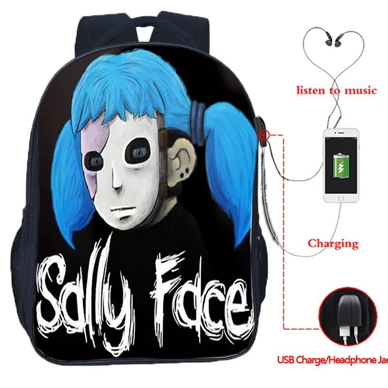18 Sally Face USB многофункциональная сумка молодежный рюкзак для ноутбука хип-хоп повседневный рюкзак для путешествий 16 дюймов - Color: 18