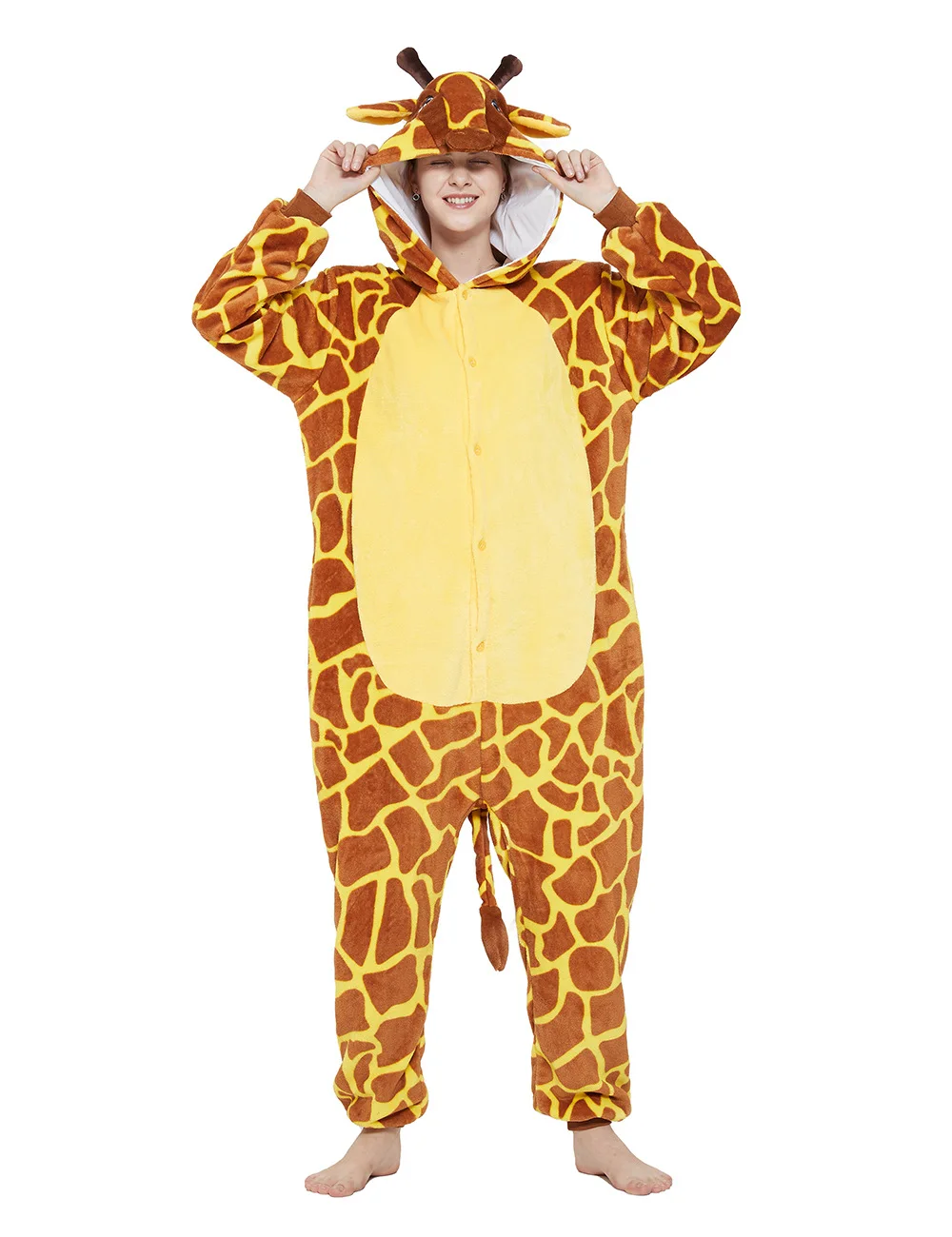 Kigurumi Adult Anime Cosplay Costume Giraffe Onesies Cartoon Children Pajamas Winter Sleepwear Boys Onesies Girls Pajama Set