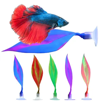 

Artificial Plant Leaf Fish Tank Decor Silicone Simulation Betta Hammock Fish Rest Bed Tropical Aquariums Decoration Accessories^