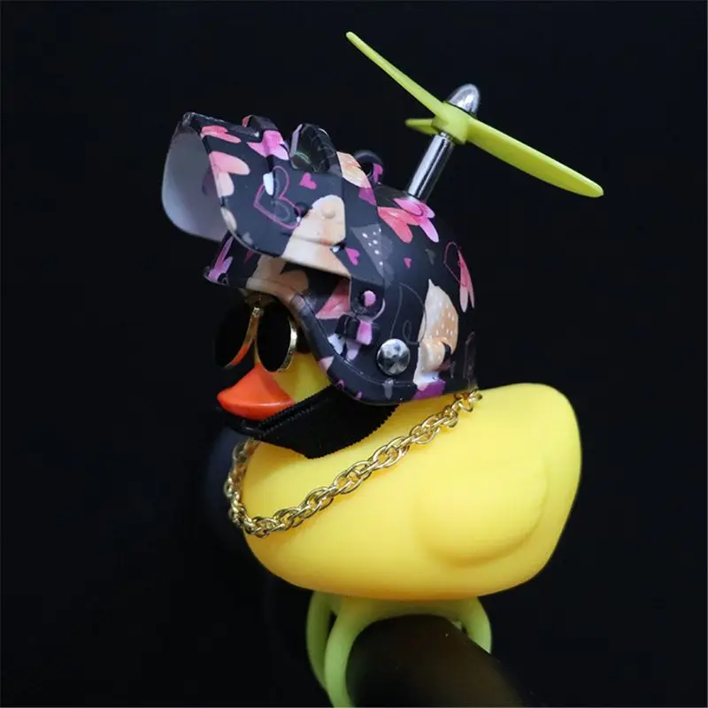Rubber Duck Toy Car Ornaments Yellow Duck with Propeller Helmet Car Dashboard Decor Squeaking Glowing Duck Toys for Adults Kids 13