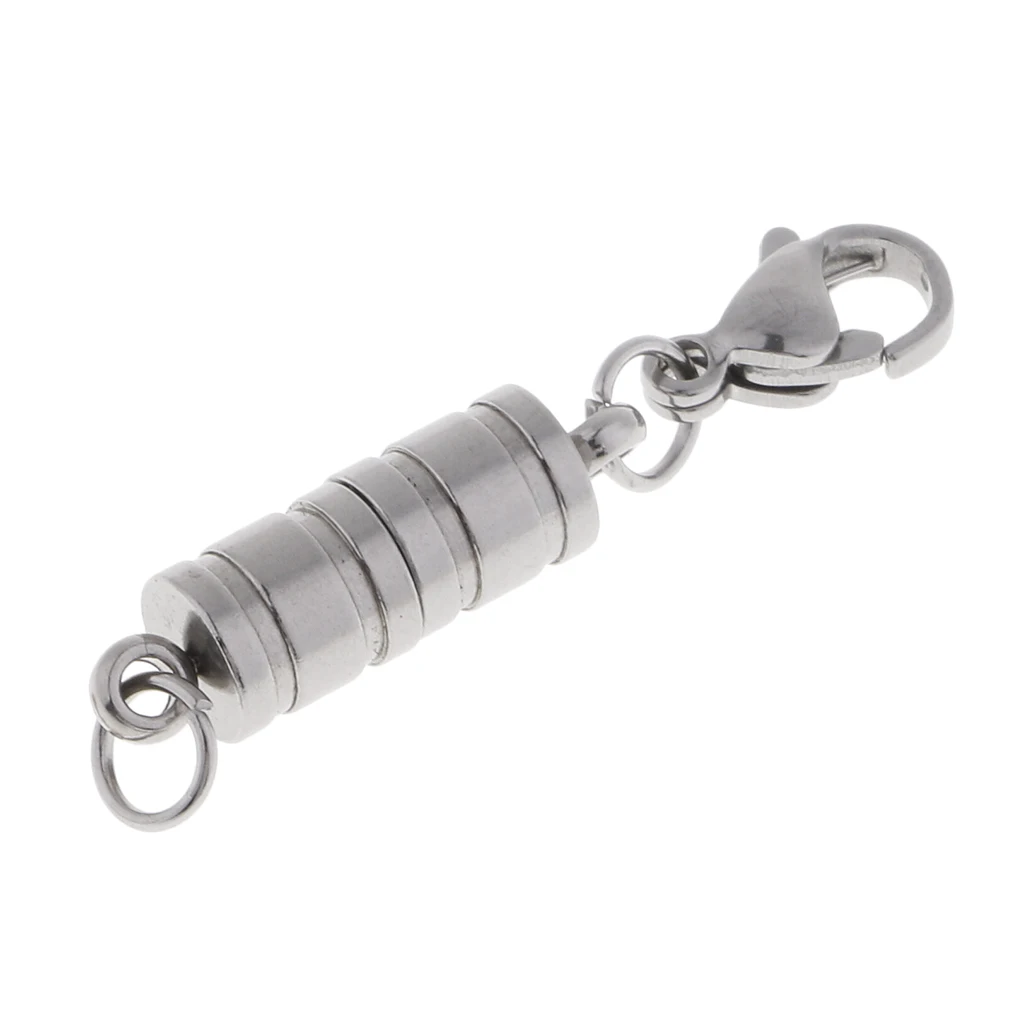 Beads 5 Sets Smooth Tube Easy Magnetic Clasp Converters Lobster Closure Necklace silver color Plated Length: 3.5cm/1.38inch