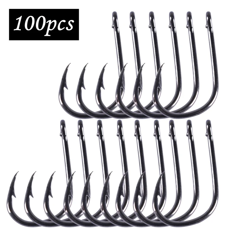 

100pcs 3~12# Fishing Soft Worm Hooks High Carbon Steel Wide Super Lock Fishhooks Lure Soft jerk Hooks Fishing Tackle