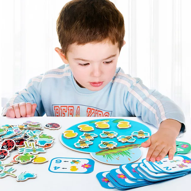 Montessori 1-10 Arithmetic Toy Wooden Animal Addition and Subtraction Counting Game Mathematical Toys For Preschool Children New 3