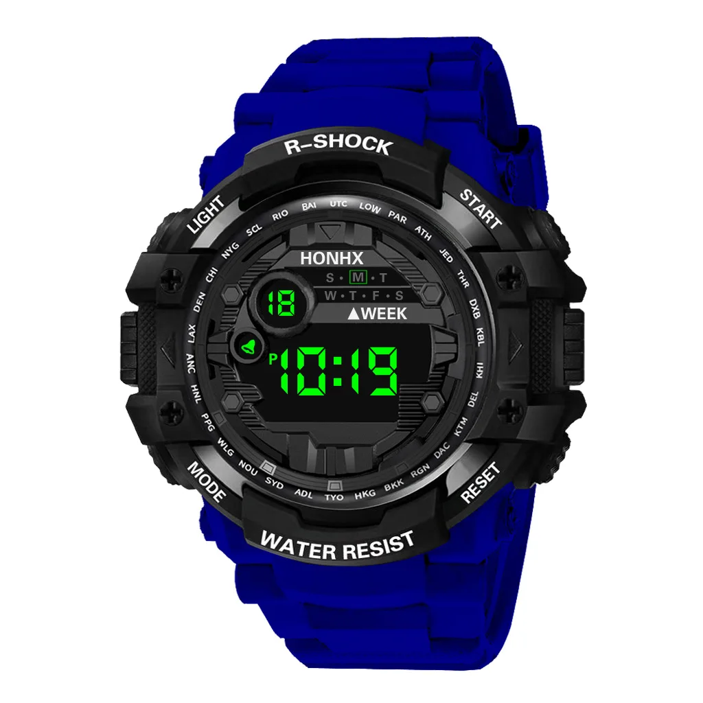 

Hour Outdoor Sport Watch Men Alarm Clock 3Bar Waterproof Military Watches LED Display Shock Digital Watch Man Reloj Hombre 1019