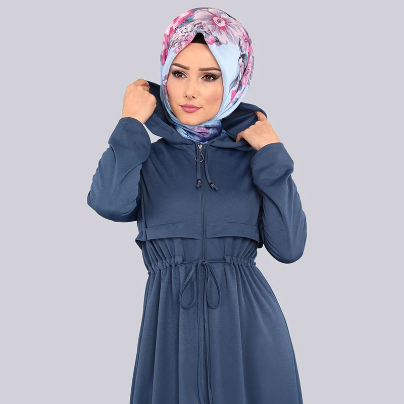 WEPBEL модное женское мусульманское платье Slim Fit с капюшоном абайя Повседневная с длинным рукавом Однотонная свободная Исламская одежда