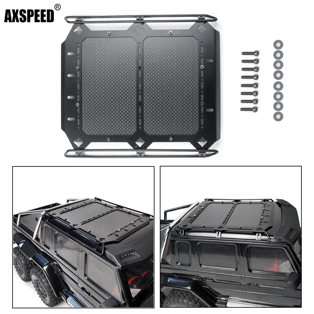 AXSPEED Metal Carbon Fibre Luggage Rack with Antiskid Plate for TRX6 G63 1:10 RC Climbing Car | Игрушки и хобби