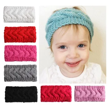 

Hot selling new children's hair band super cute pattern baby bohemian knitted earmuffs baby wool hair band
