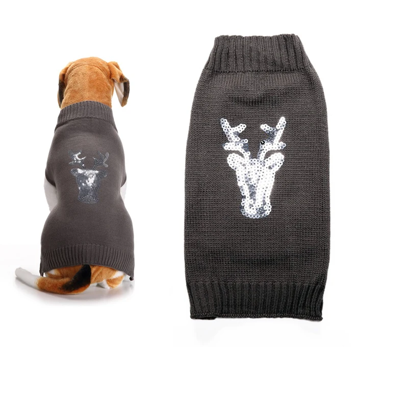 

Xmas Dog Sweater Pet Reindeer Gray Sweater Christmas Puppy Clothes Small Dogs Cat Knitted Sweaters Christmas Coat XXS-XXL