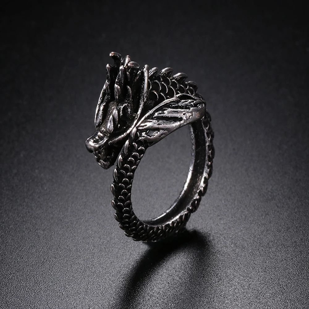

1 PC New Fashion Ancient Silver Opening Dragon Ring Adjustable 925 Sterling Luminous Glow in the Dark Unisex Gift Jewelry