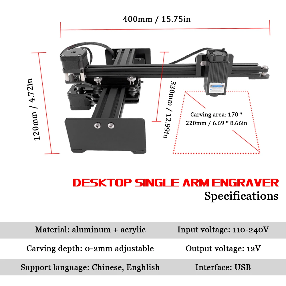 2,5 Вт/5,5 Вт/7 Вт Мощность Регулируемый лазерный гравер Настольный одна рукоятка гравер портативный DIY гравировальная машинка CNC Mini Carver