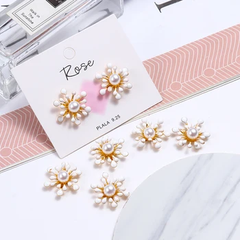 

Flower Flower Snowflake Bow Pearl Accessories Handmade DIY Earrings Ear Stud Ear Rings Hair Accessories Material 4pcs