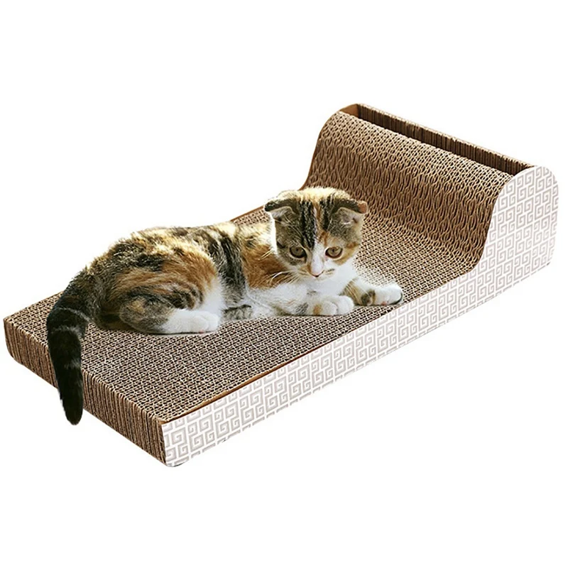 Pet Cat Toy Scratch Board P Type Rectangle Corrugated Paper Bed Cat Claw Training Pad With Bell Ball Pet Cat Supplies Dropship