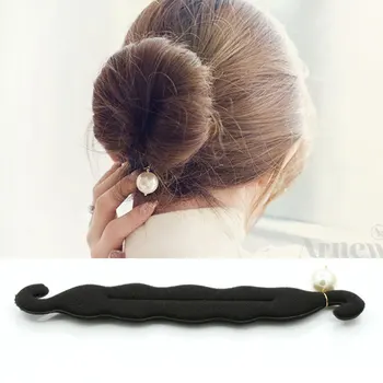 

Girls Magic French Foam Sponge Donut Bun Maker Imitation Pearl Elegant DIY Hairstyle Tools Curler Roller Hair Accessories