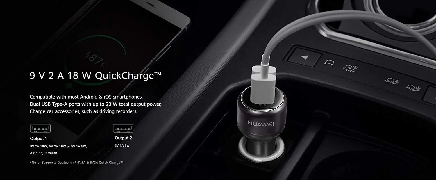 Автомобильное зарядное устройство huawei SuperCharge Max 22,5 Вт Быстрая зарядка для huawei mate 9 с оригинальным кабелем huawei 5A