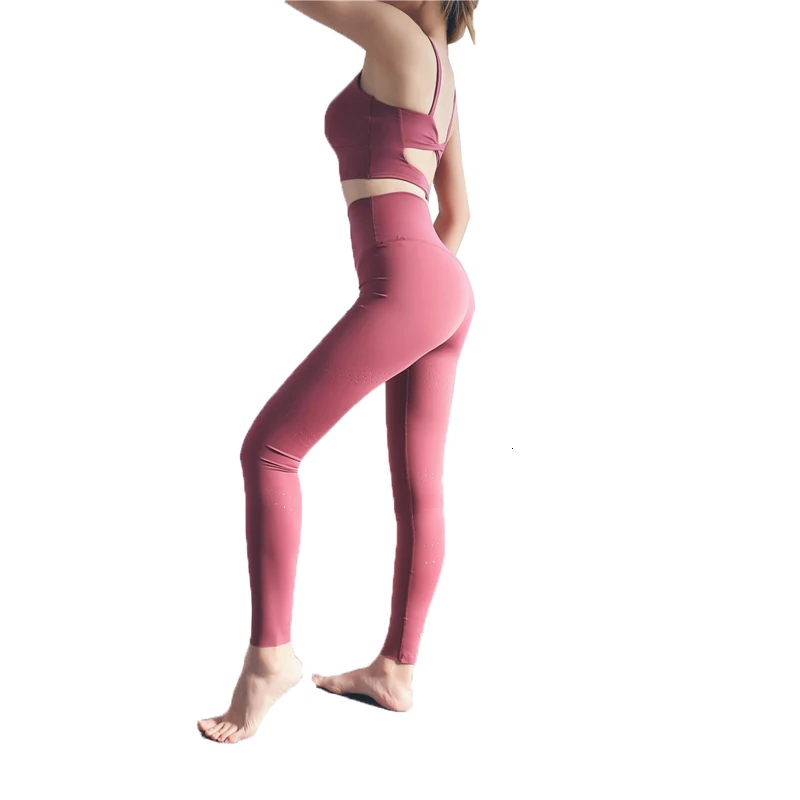 pink Новинка, бесшовный комплект для йоги, женская одежда для фитнеса, спортивная одежда, леггинсы для спортзала, мягкий пуш-ап, на бретелях, сексуальный спортивный бюстгальтер, спортивные костюмы - Цвет: pink