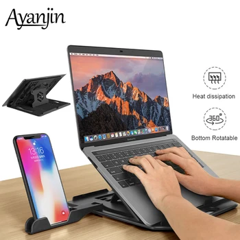 

6-15.6 Laptop Stand+Phone Stand 360 Rotation Cooling Rack Folding Adjustable 7 Angle Desktop Non Slip Notebook Portable Holder