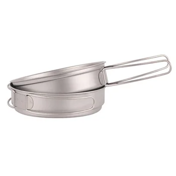 

Ultralight Titanium 350ml Fry Pan Cookset Outdoor Camping Picnic Cookware Set With Folding Handles New