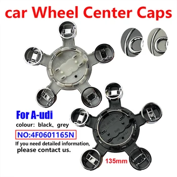 

4pcs 135mm 5 Spoke New Grey Black Wheel Center Caps Hubcap Emblem Cover For Audi A4 A5 A6 A7 A8 Q5 R8 S4 S5 4F0601165N