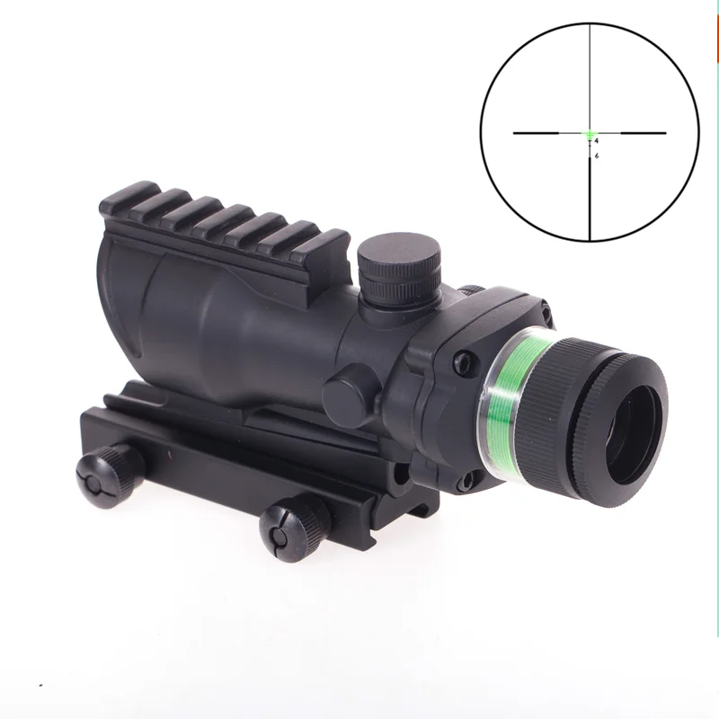 Настоящий источник волокна Оптика Масштабируемая тактическая Acog 4x32 высокого качества прицел Регулируемый Фокусное расстояние для - Цвет: 4BZG-CROSS