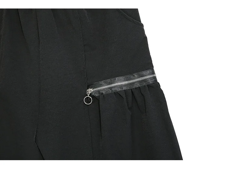 TVVOVVIN Высокая Эластичный Талия черный молния сплит-соединение широкие брюки новые свободные брюки женские модные весна осень 2019X516