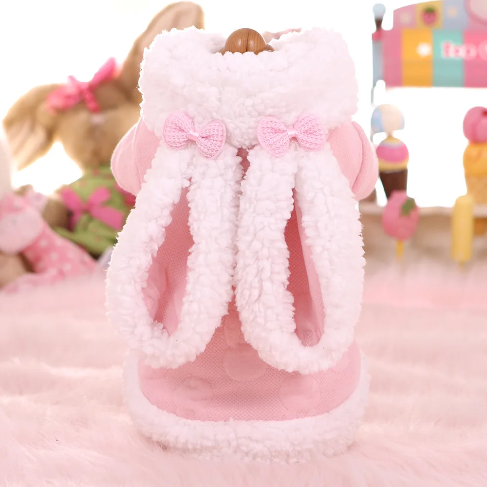 

Pink Red Colors Xs-xl Sizes Autumn and Winter Warm Two Feet Coats for Pet Dog Accessories for Dogs Cats with Big Ears Pet Jacket