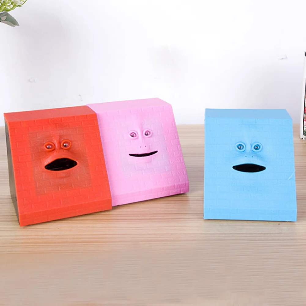  Face Money Eating Coin Bank Battery Powered Saving Box Kids Toys Gifts MU8669