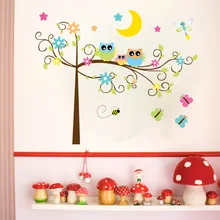 CC6963 7colourtrees Лунная Сова Детская комната библиотеки Гостиная Телевизор задний фон на стену Романтический Украшение стены Sticke