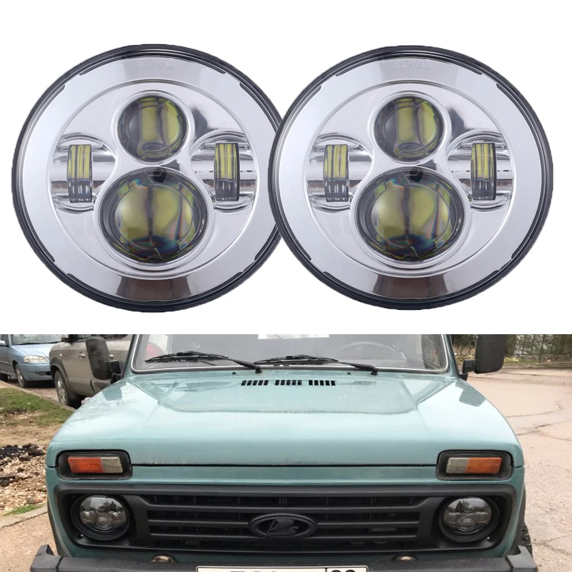 

For Jeep 7inch Daytime Running Lights 40W LED Headlight 4x4 7'' DRL Angle Eyes Hi/Lo Beam halo Headlamp for Lada Niva UAZ Hummer