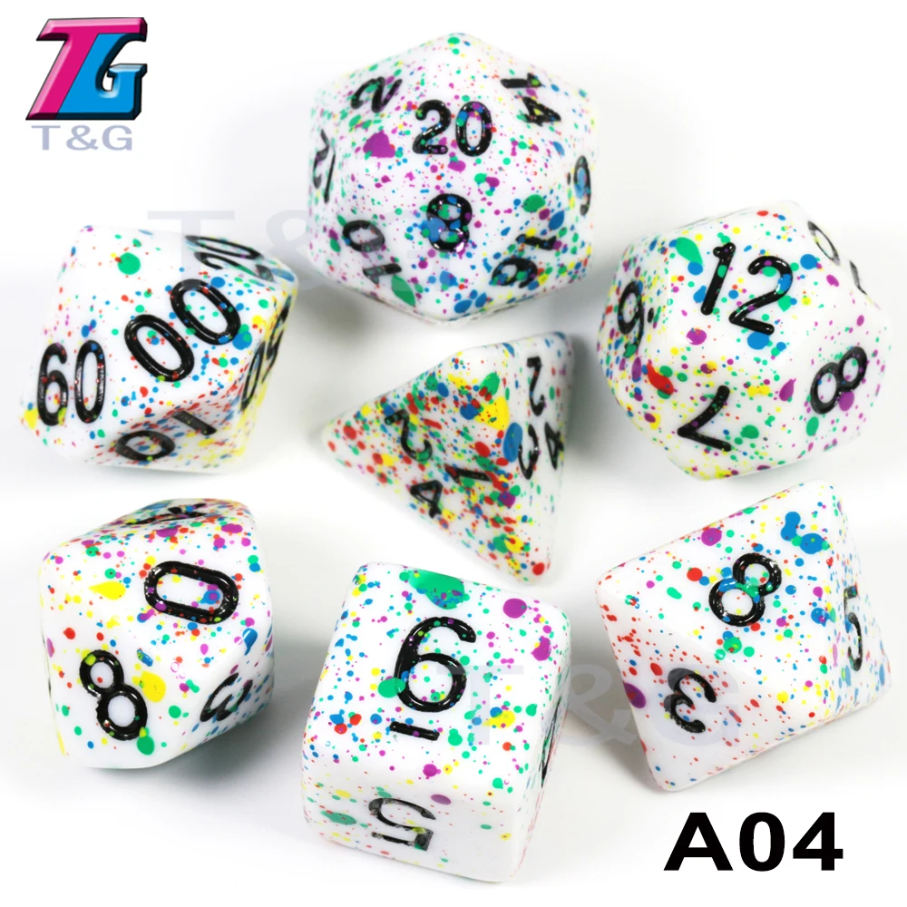 7 шт./компл. многогранные TRPG игры для подземелий драконов непрозрачные D4-D20 многогранные кости Поп для настольной игры