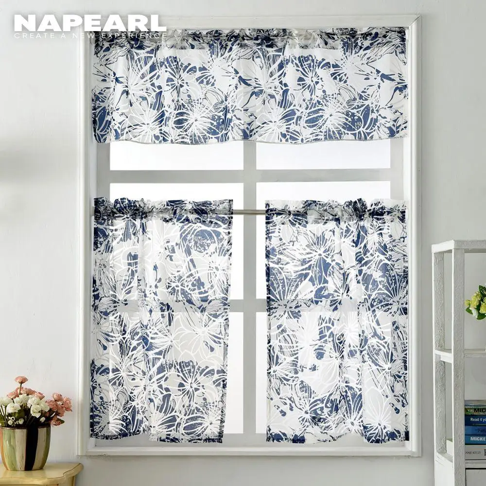 Napearl Short Kitchen Curtains Window Treatment Set Modern Cafe Panel Ready Made Rod Pocket Small Door Sheer Tulle Short Kitchen Curtain Panelswindow Treatments Aliexpress