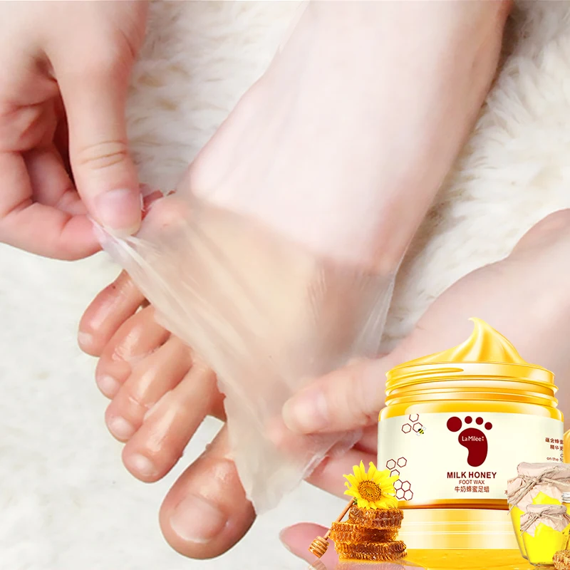 

Honey Milk Foot Wax Feet Mask Moisturizing Hydrating Nourishing Whitening Skin Care Peel Off Foot Skin Care Exfoliating Anti-dry