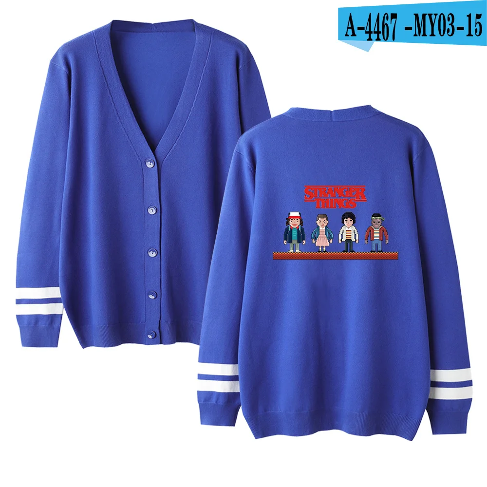 blue Необычные вещи свитер v-образный вырез длинный рукав вязаный Повседневный влюбленный свитер мужской женский кардиган свитер модный осенний женский свитер - Цвет: blue