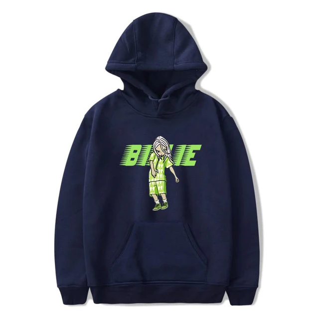navy blue Billie Eilish толстовки модная уличная Толстовка Повседневная Мужская Женская пуловер с капюшоном толстовки хип-хоп одежда негабаритных худи - Цвет: navy blue