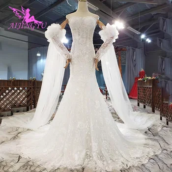 شراءAIJINGYU العروس الملابس العباءات حجم كبير مع الأكمام بسيطة Wed ليكون القطار 2021 ملابس فاخرة فستان الزفاف اقتصاص