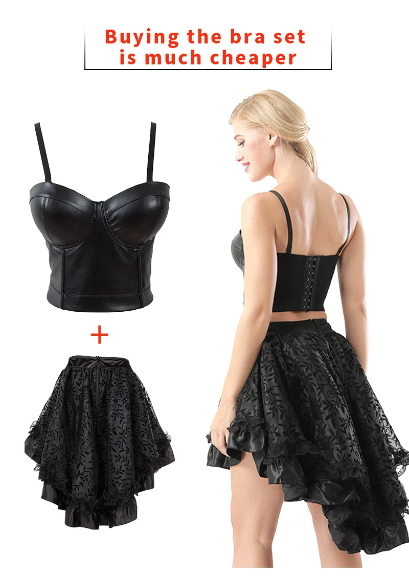 Черный из искусственной кожи Bralet женский бюстье готический панк-бра ночной клуб вечерние обрезанный Топ жилет размера плюс