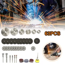 

63pcs Diamantdoorslijpschijven Metalen Zaagblad Set Hss Cirkelzaag Blade Voor Dremel Rotary Gereedschap Hars Cut-Off Wielen