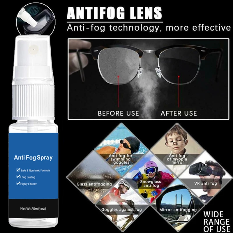 

30ml Anti-fog Agent Anit-fog Spray For Front Window Glass Goggles Long Lasting Defogger Car Accessries Car Cleaning TSLM1
