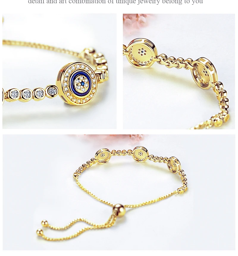 Настоящее серебро 925 проба браслеты для женщин амулеты Evil Eye Lucky Hamsa Blue CZ желтые золотые теннисные браслеты мужские ювелирные изделия