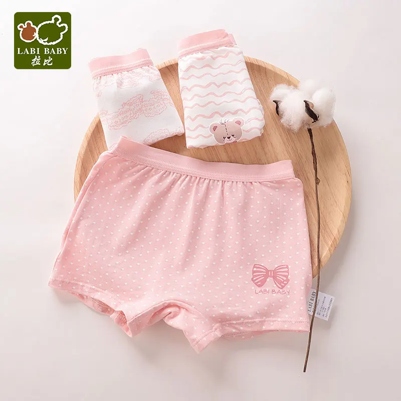 LABIBABY/комплект из 3 предметов; трусы для девочек; детские трусы для девушек; в полоску; с героями мультфильмов; милые; хлопковые; розовые; из мягкой вискозы