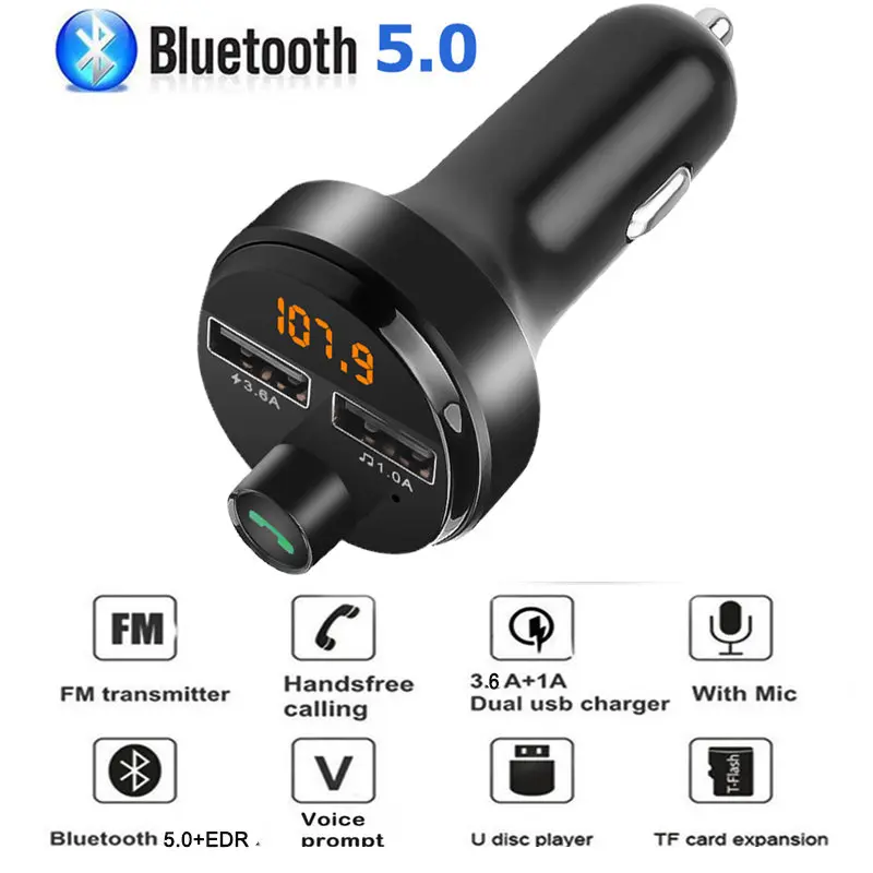 Bluetooth Handsfree Fm модулятор беспроводной аудио приемник передатчик TF карта u-диск музыкальный адаптер для автомобиля Mp3 радио 4.6A зарядное устройство