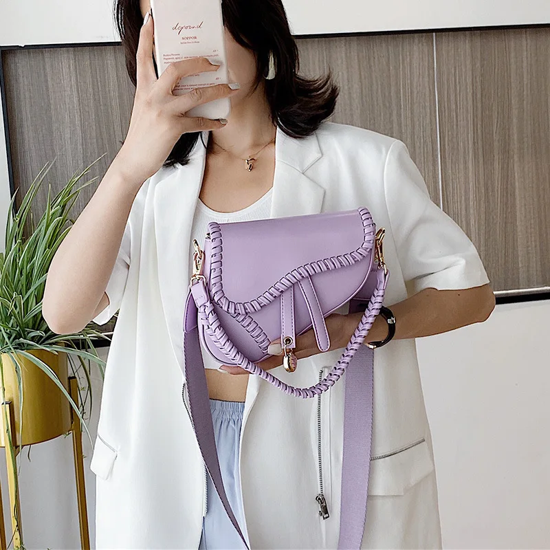 Fashion Saddle Women Bag One Shoulder Handle Trend Casual Hasp Zipper PU Material Polyester Inside Lock Ornament Bag shoulder bag,pu handbag