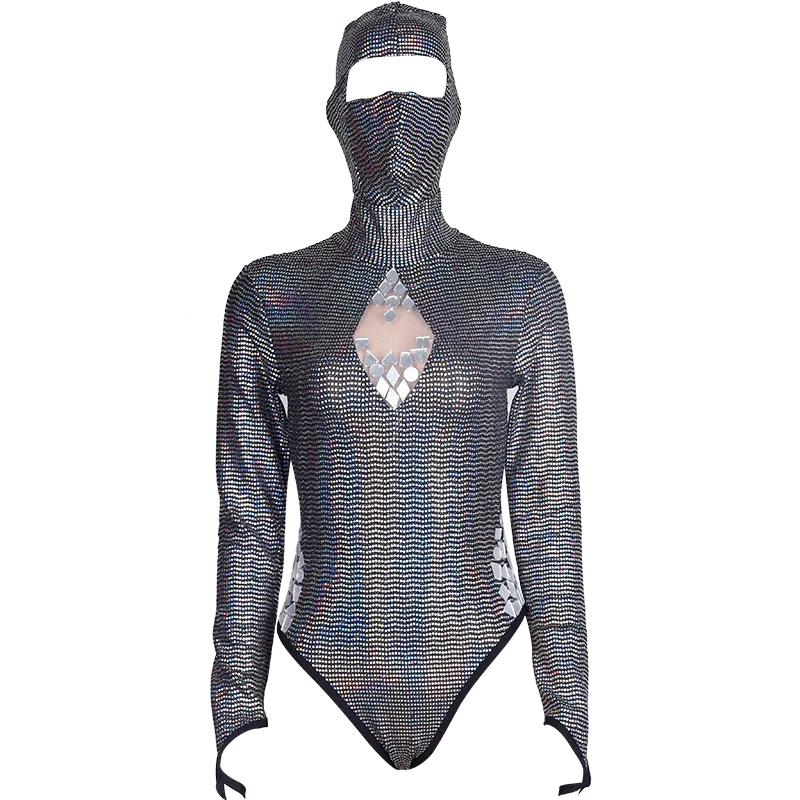 Roupa Feminina сверкающий Серебряный комбинезон для ГОГО костюм для выступлений зеркальное платье сценический наряд рейв вечерние бар DJ костюм BL2787