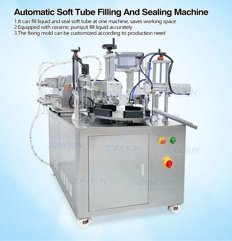 ZONESUN ZS-FS50U 4 Heads Ceramic Pump Sofu Tube Liquid Filling Sealing Machine