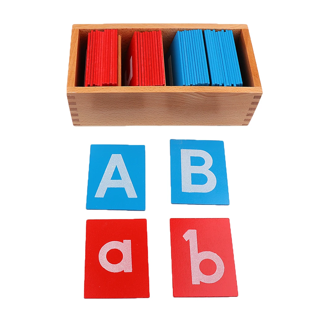 Wooden Montessori Sandpaper Alphabets Card Letter A-Z A-z Kids Education Toy